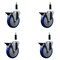 Service Caster 5'' Blue Poly Swivel 7/8'' Expanding Stem Caster Set with Brake, 4PK SCC-EX20S514-PPUB-BLUE-PLB-78-4 - alternate 1